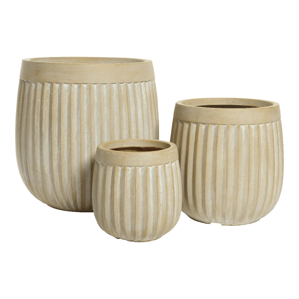 Bloempot Laura - D43 X H43cm - Beige 4 Bloempot Laura - D43 X H43cm - Beige - Afbeelding 2