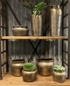 Bloempot Marrakesh - D21 X H17cm - Zilver Goud -Natur Bloemen Winkel bloempot marrakesh serie 3 1