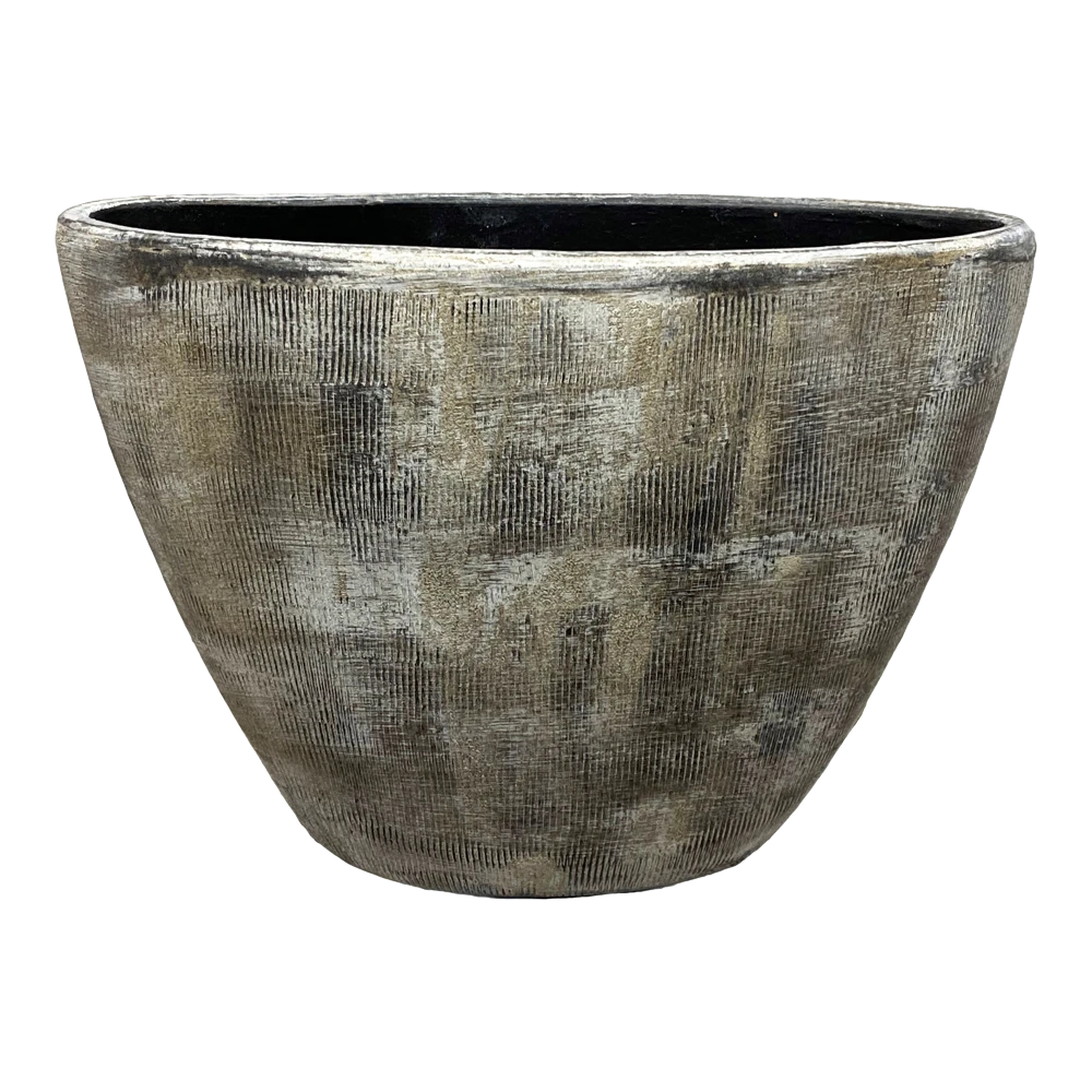 Bloempot Miami Ovaal - L39 X D20 X H31cm - Zwart Cement 3 Bloempot Miami Ovaal - L39 X D20 X H31cm - Zwart Cement