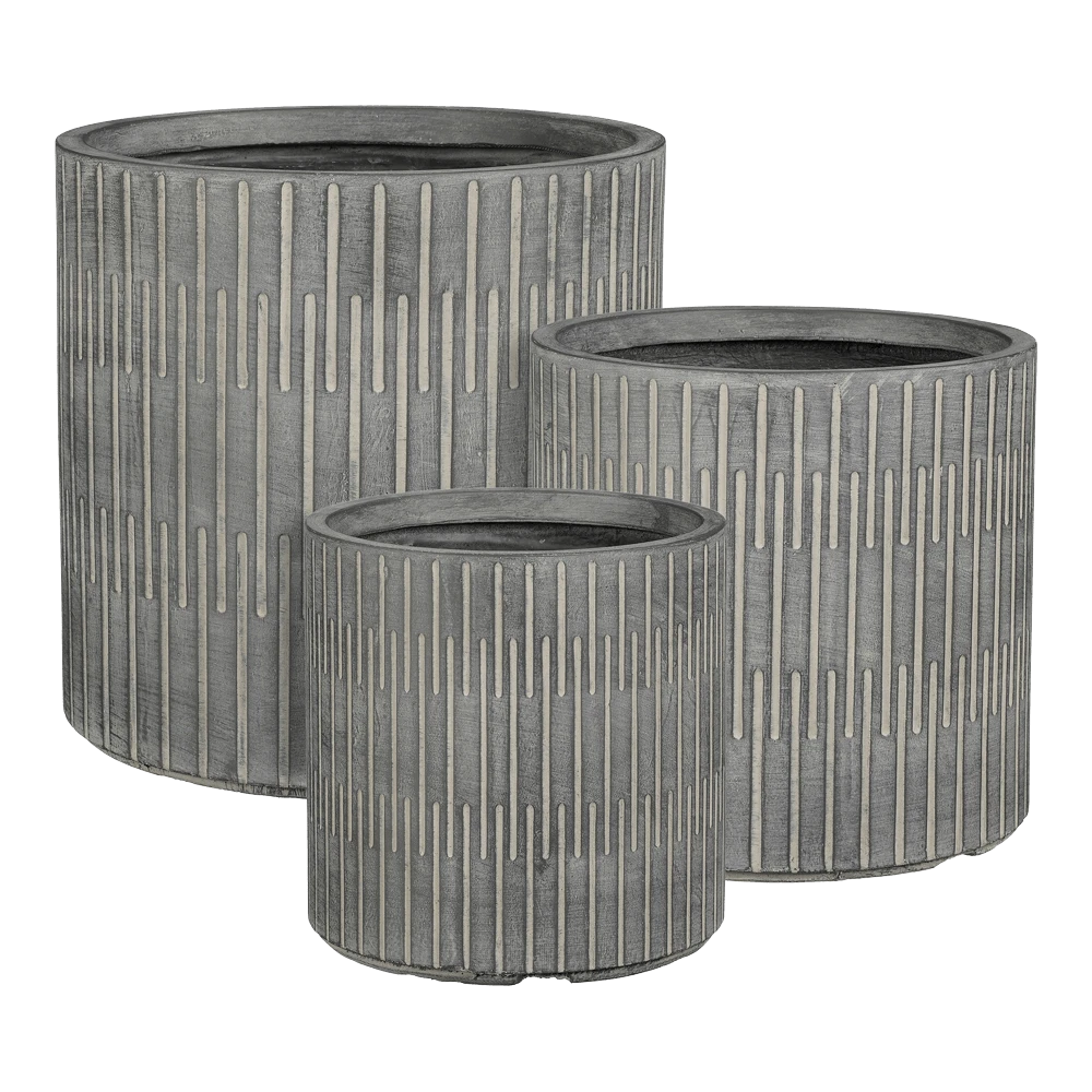 Bloempot Oslo - D37 X H36,5cm - Zwart-grijs 4 Bloempot Oslo - D37 X H36,5cm - Zwart-grijs - Afbeelding 2