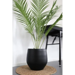 Bloempot Petra - D19 X H16cm - Mat Zwart -Natur Bloemen Winkel bloempot petra mat zwart 4