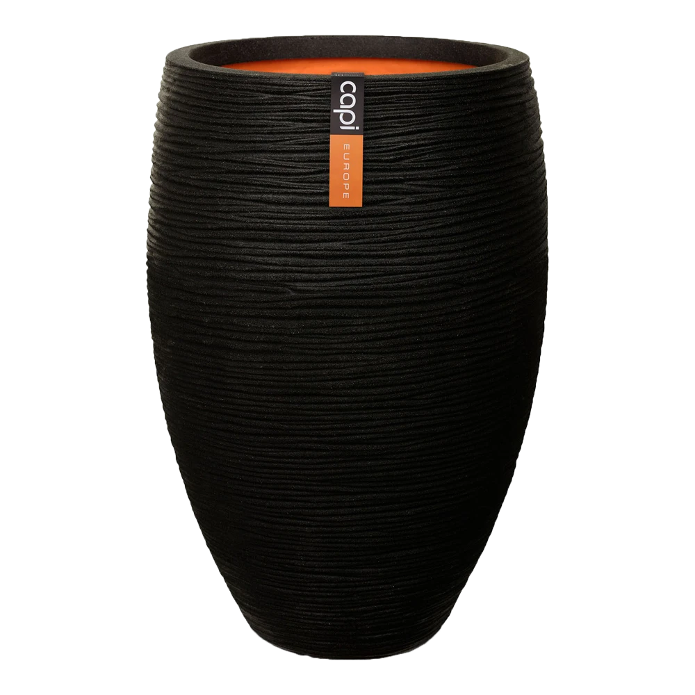 Capi Bloempot Hoog Nature Elegant Deluxe Rib NL - D45 X H72cm - Zwart