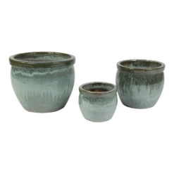 Bloempot Glazed Delta Rim - D38 X H31cm - Groen -Natur Bloemen Winkel glazed delta rim moss green d38h31 bloempot groen 6 4