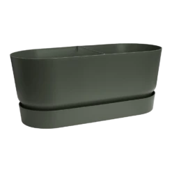Bloembak Elho Greenville Terrace 80cm - Met Wielen - Bladgroen -Natur Bloemen Winkel greenville terrace trough 80cm wheels plantenbak bladgroen 3 10