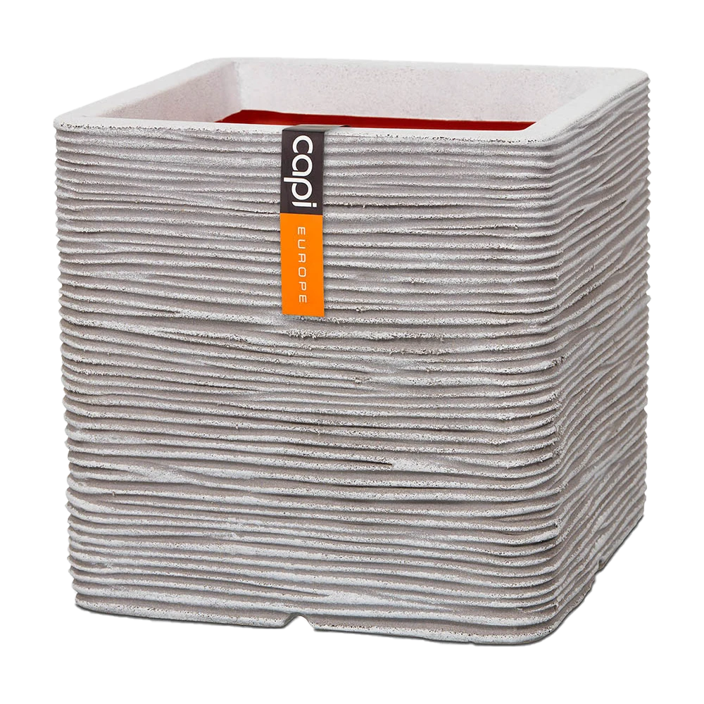 Capi Plantenbak Vierkant Nature Rib NL - L30 X B30 X H30cm - Ivoor 3 Capi Plantenbak Vierkant Nature Rib NL - L30 X B30 X H30cm - Ivoor