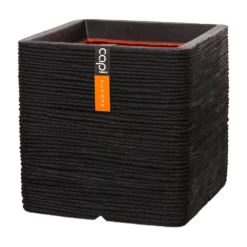 Capi Plantenbak Vierkant Nature Rib NL - L30 X B30 X H30cm - Zwart