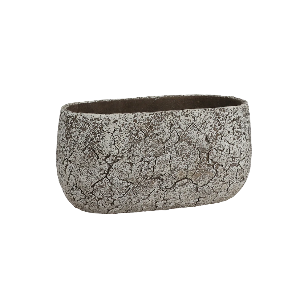 Bloempot Thomas Ovaal - L24 X B14 X H12cm - Off White 3 Bloempot Thomas Ovaal - L24 X B14 X H12cm - Off White