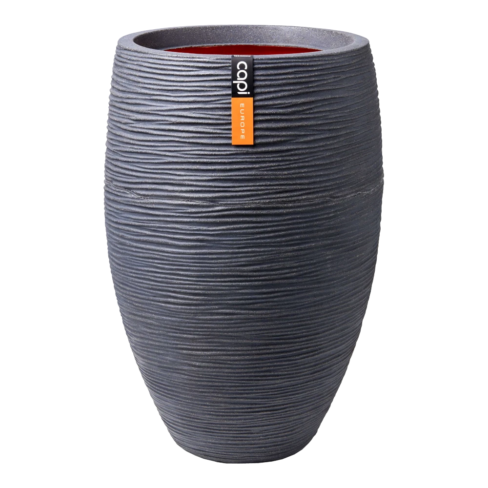 Capi Bloempot Hoog Nature Elegant Deluxe Rib NL - D56 X H84cm - Donkergrijs 3 Capi Bloempot Hoog Nature Elegant Deluxe Rib NL - D56 X H84cm - Donkergrijs