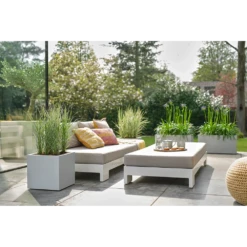 Elho Vivo Next Vierkant Wielen 40cm - Warm Grijs 15 Elho Vivo Next Vierkant Wielen 40cm - Warm Grijs -Natur Bloemen Winkel vivo matt vierkant wielen 40cm warm grijs 7 1